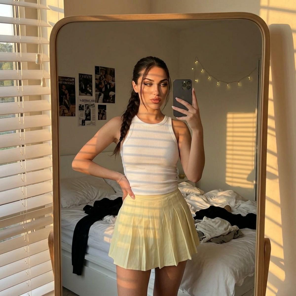 Bedroom Mirror Selfie Warm Golden Hour Sunlight