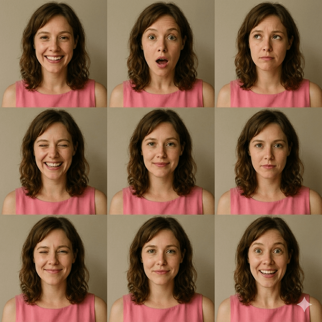 Pink Dress Nine Headshots Soft Light Grey Wall