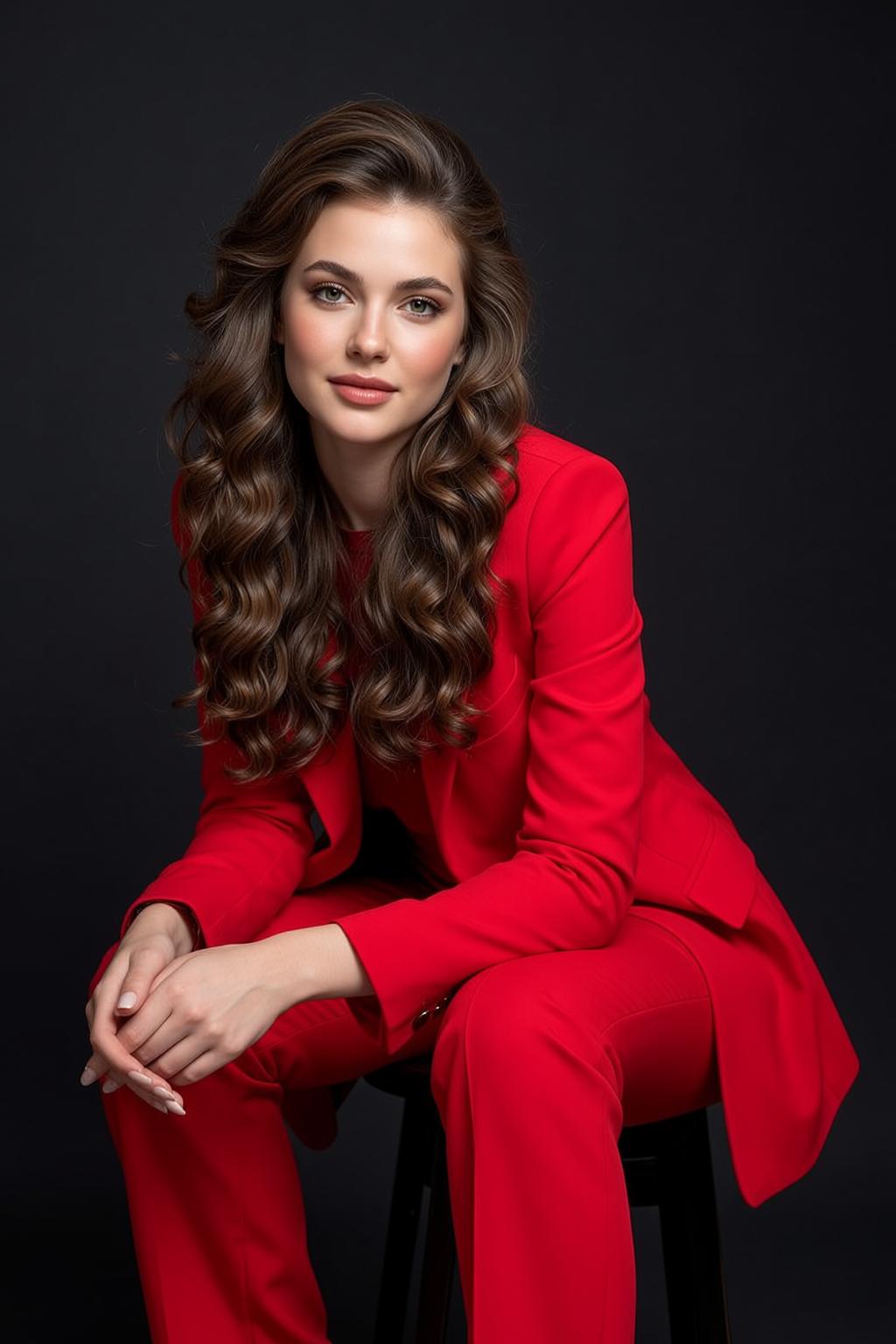 Luxury Young Long Wavy Brown Fair Red reference photo