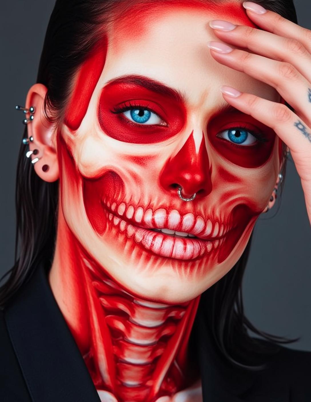 Halloween Makeup Skull Paint Black Straight Pale reference photo