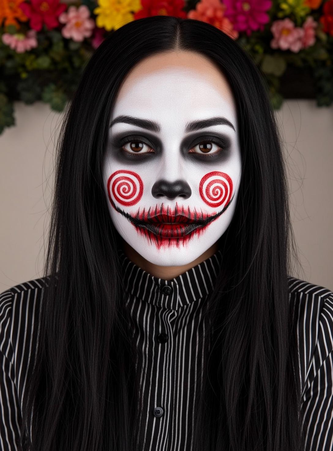 Halloween Makeup Young Doll-like Long Straight Black reference photo