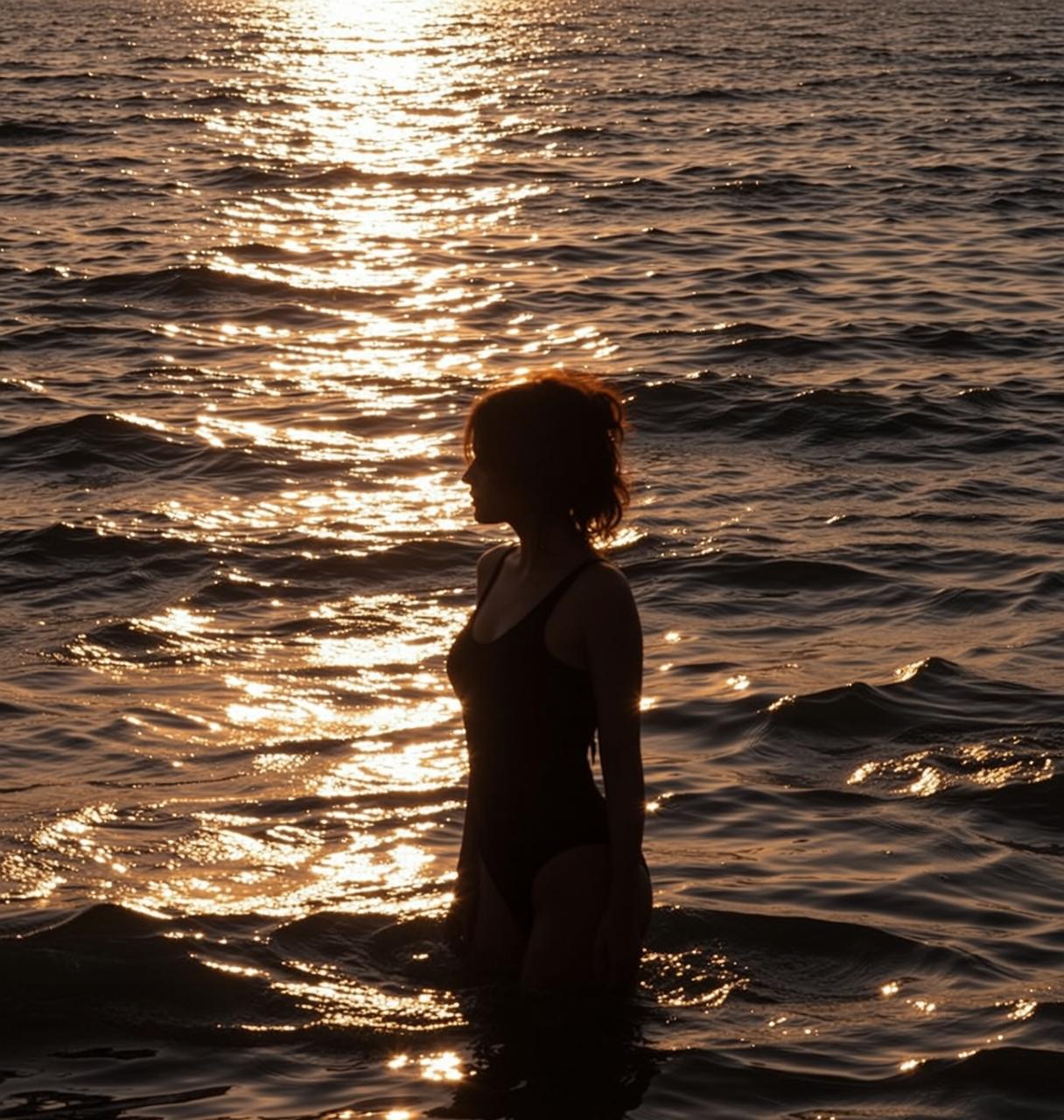One Piece Swimsuit Black Swimsuit Ocean Water Ripples reference photo