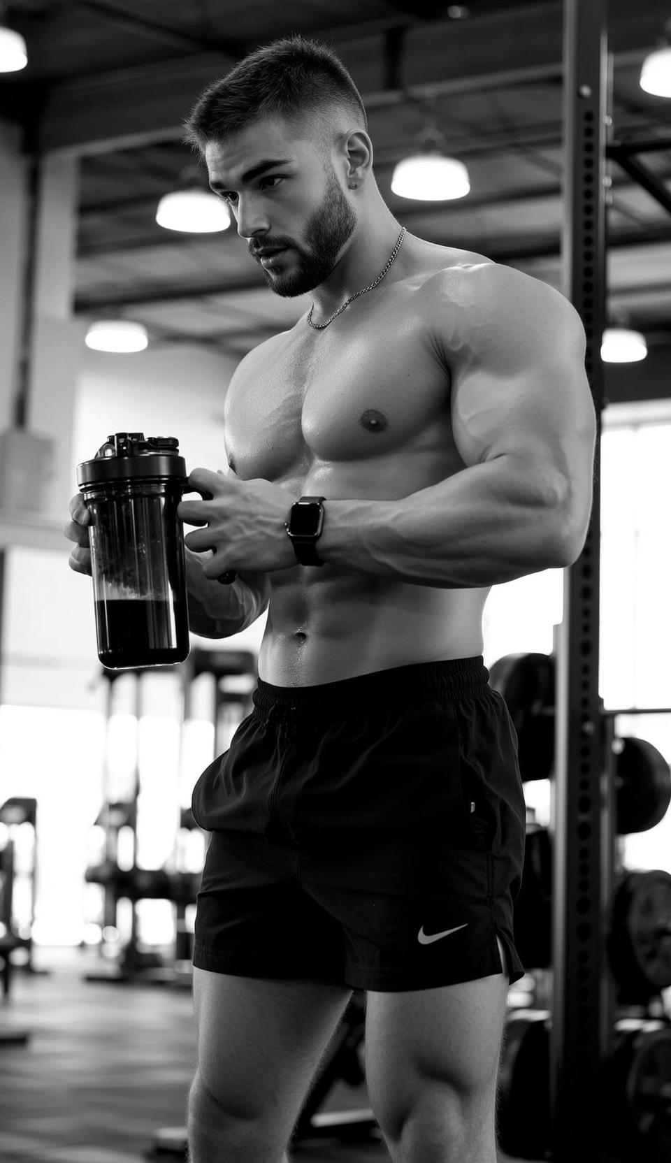 Muscular Short Faded Haircut Fair Black Athletic reference photo