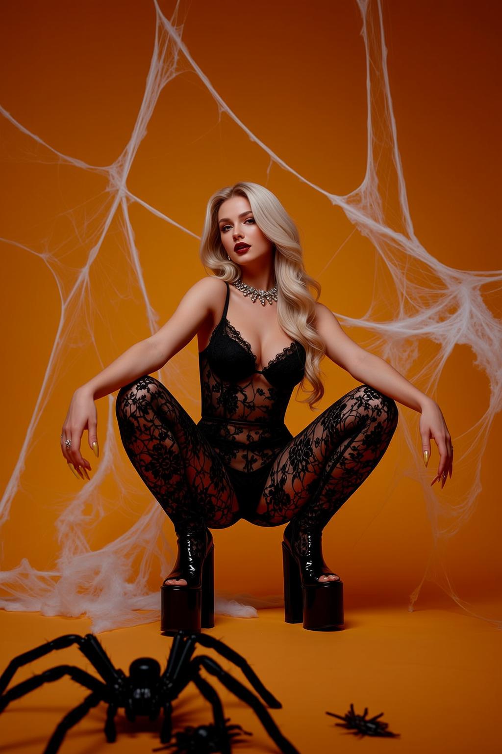 Black Lace Bodysuit Halloween Spider reference photo