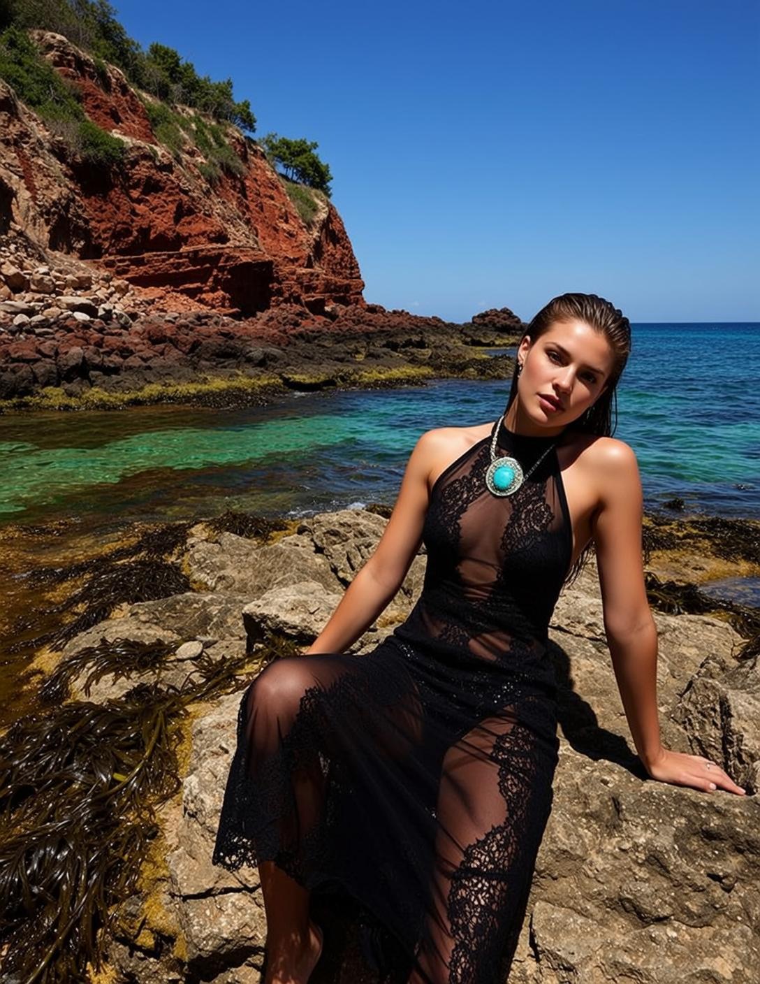 Black Lace Dress Rocky Coast reference photo