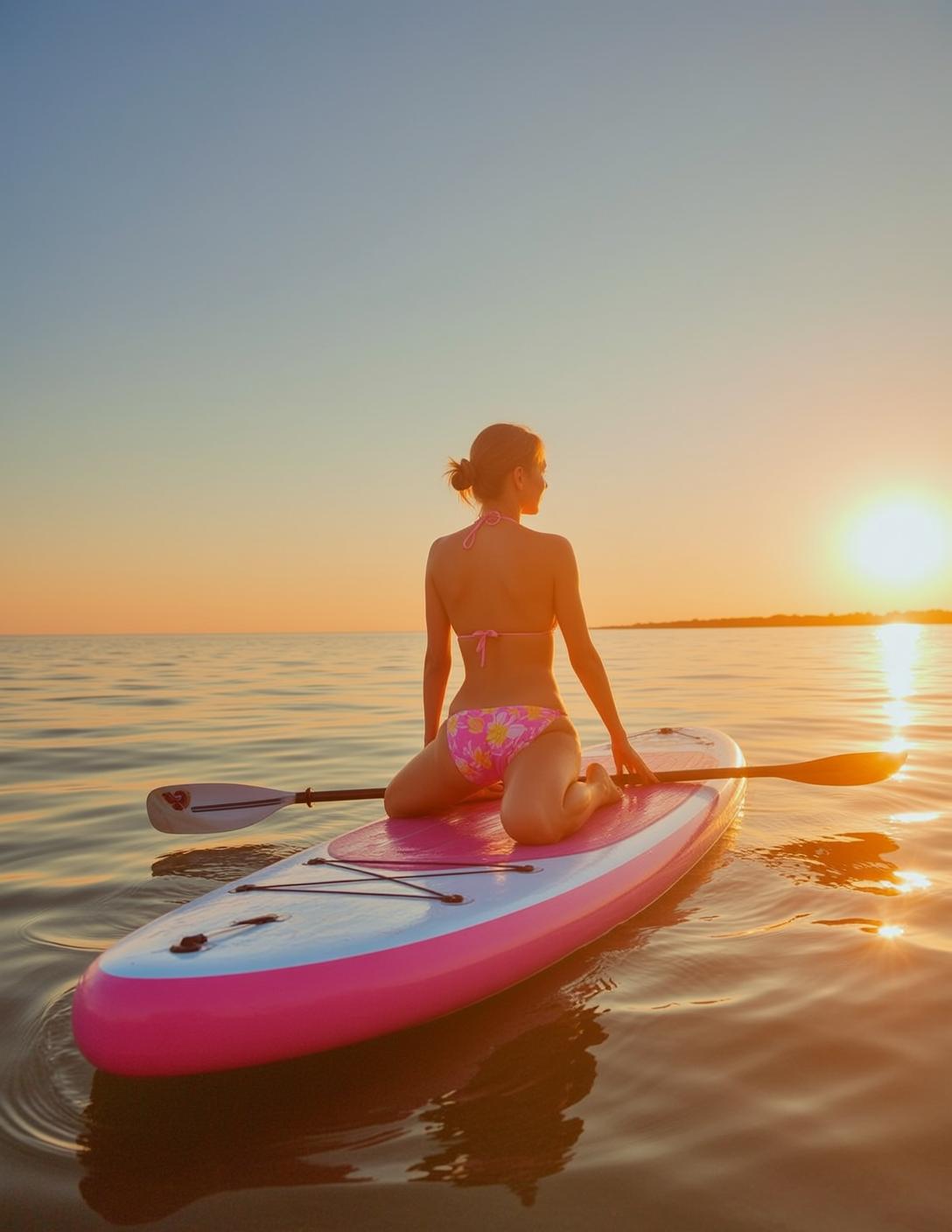 Pink Bikini Top Ocean Water Paddleboard reference photo