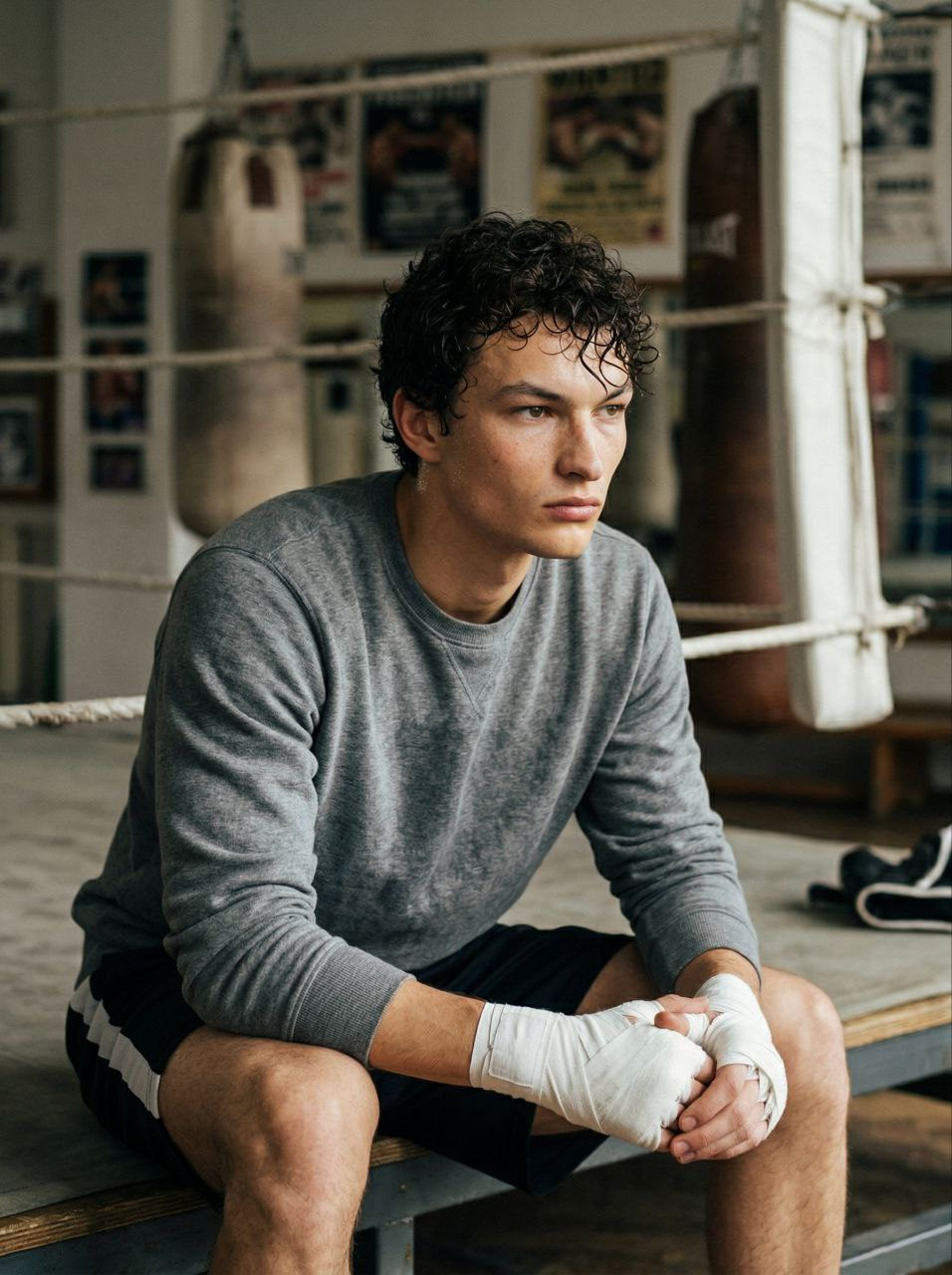 Realistic Vintage Boxing Gym Portrait