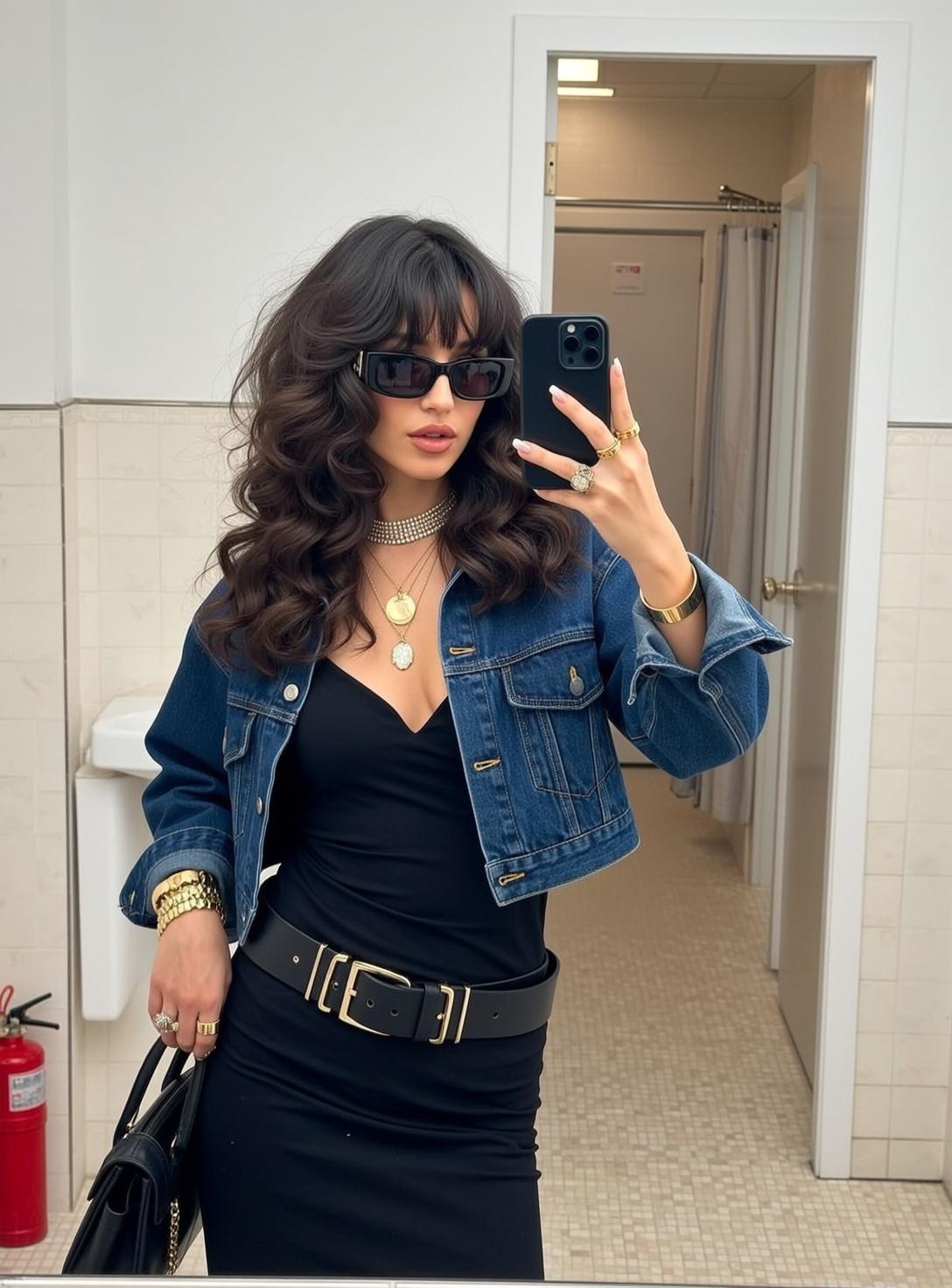 Y2k Young Long Dark Wavy Hair Bangs reference photo