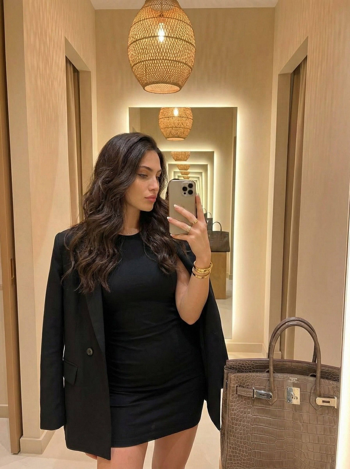 Realistic Cozy Mirror Selfie Editorial