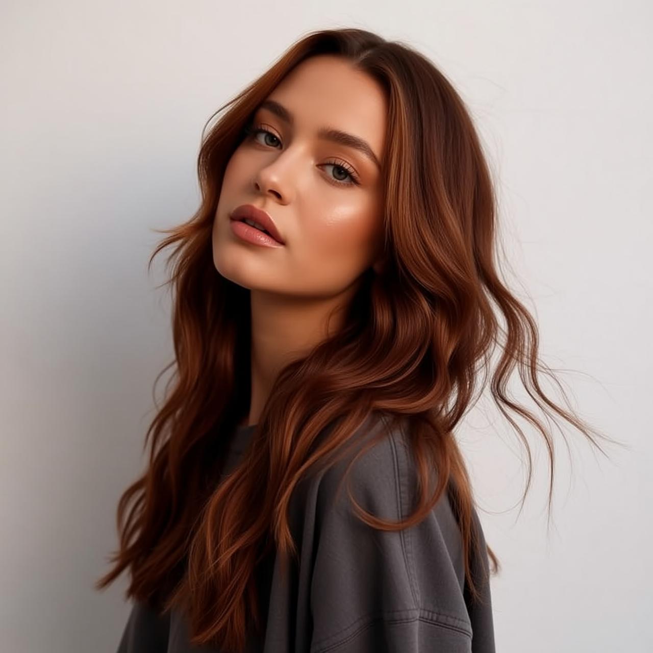 Auburn Hair Studio Portrait Pout reference photo