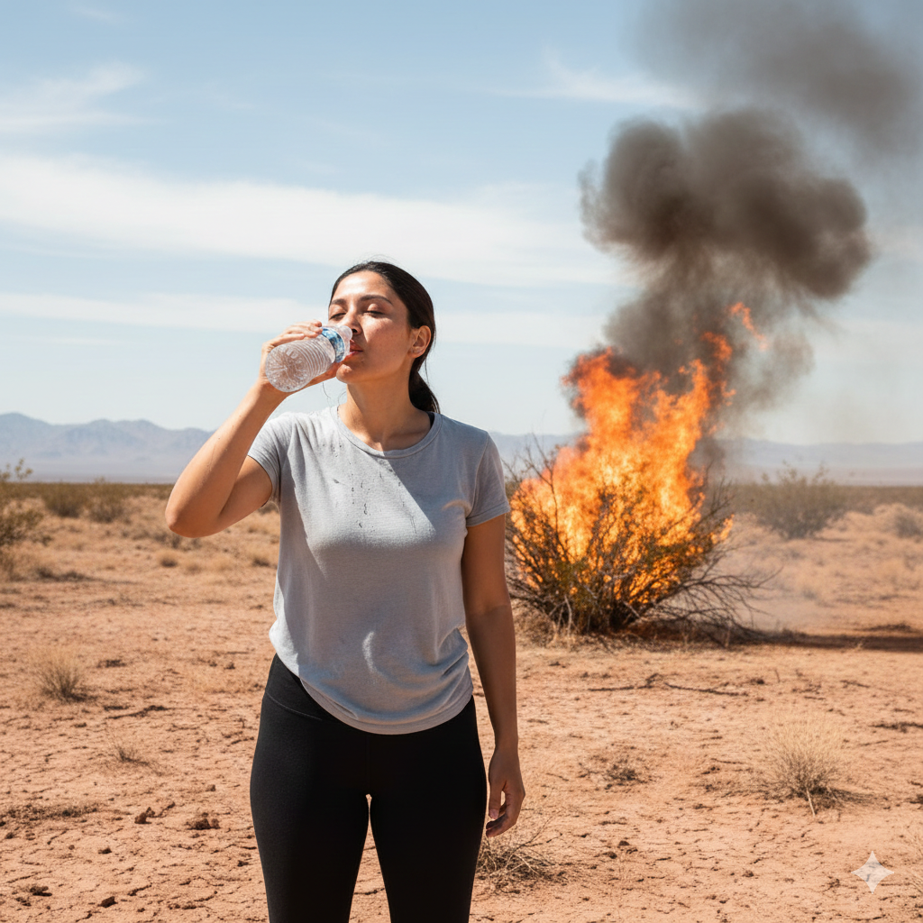 Desert Woman Burning Bush Water
