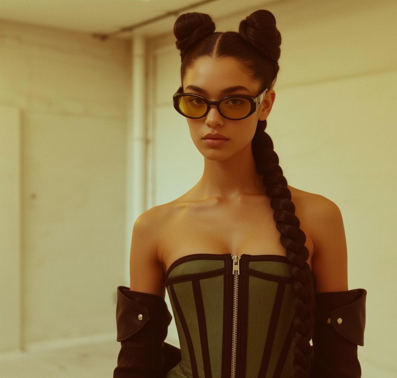 Creative Young Dark Brown Styled Two Buns reference photo