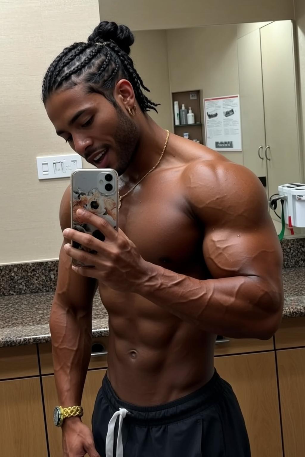 Locker Room Flex Selfie reference photo