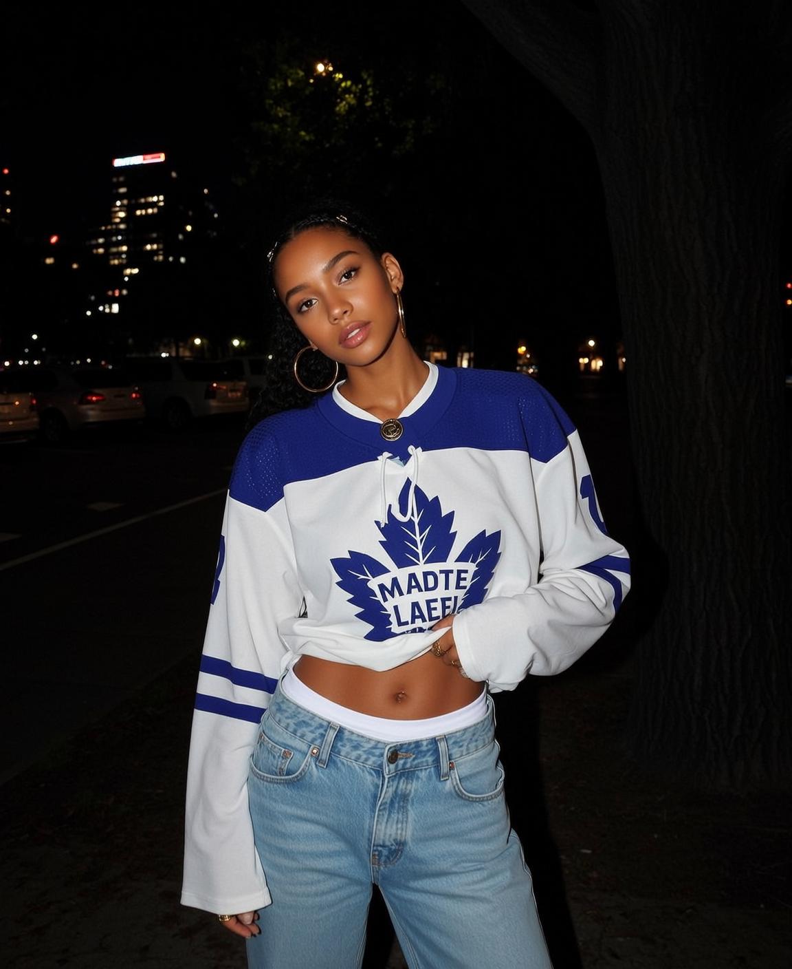 Street At Night Hockey Jersey Jeans reference photo