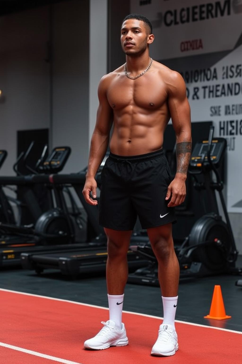 Muscular Short Black Hair Tan Skin Athletic reference photo