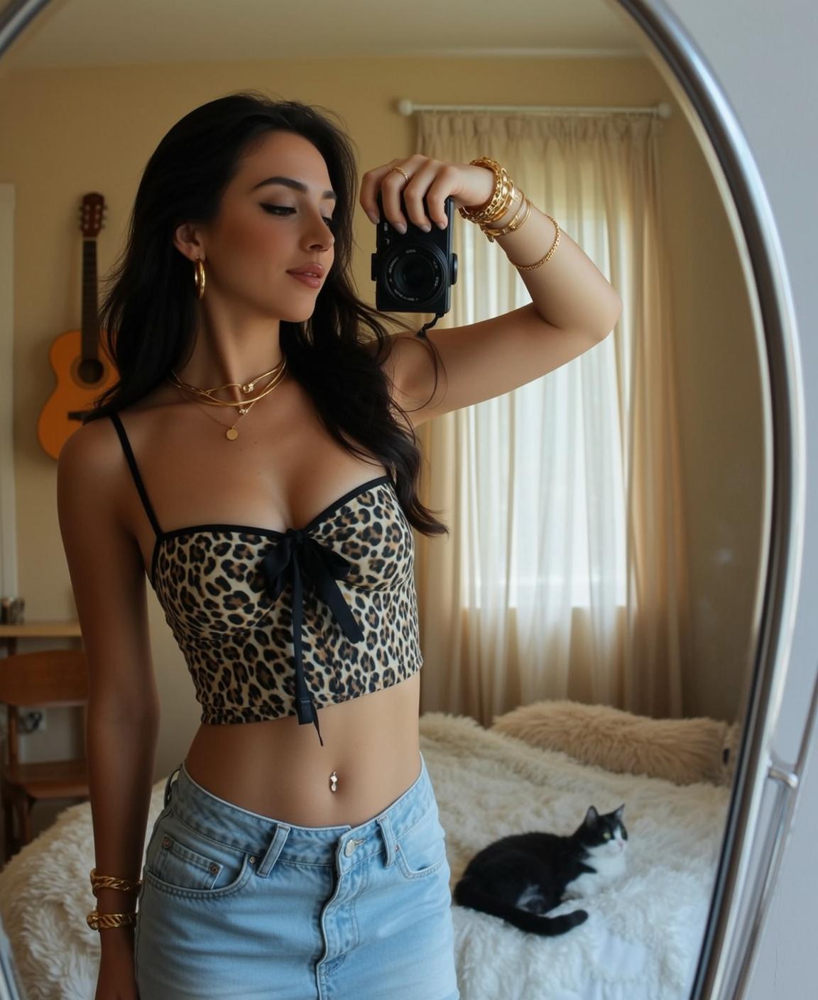 Explore Stands Bedroom Holding Take Selfie Large reference photo