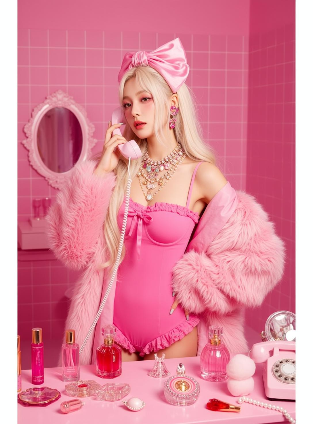 Pink Telephone Tiled Room reference photo