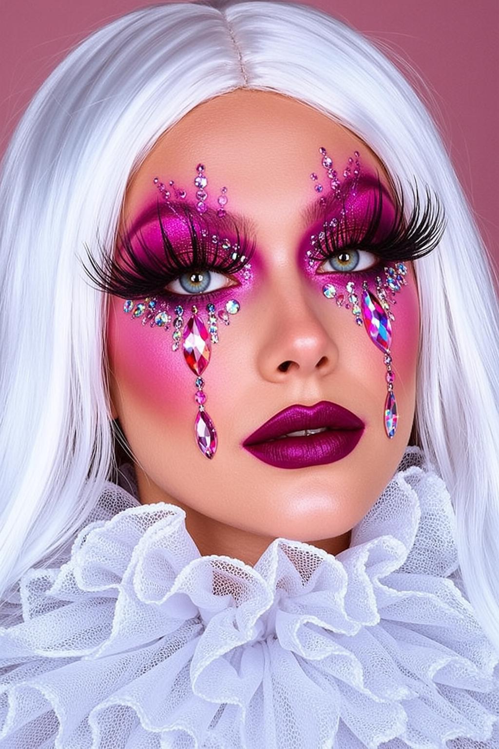 Halloween Makeup Dramatic Long White Pale Ruffled reference photo