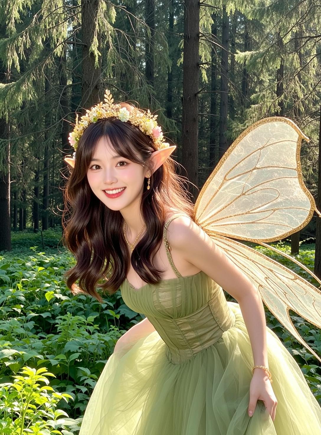 Fairycore Young Long Wavy Dark Brown Fair reference photo