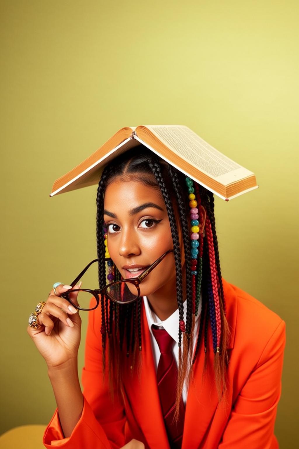 Beaded Braids Book On Head reference photo