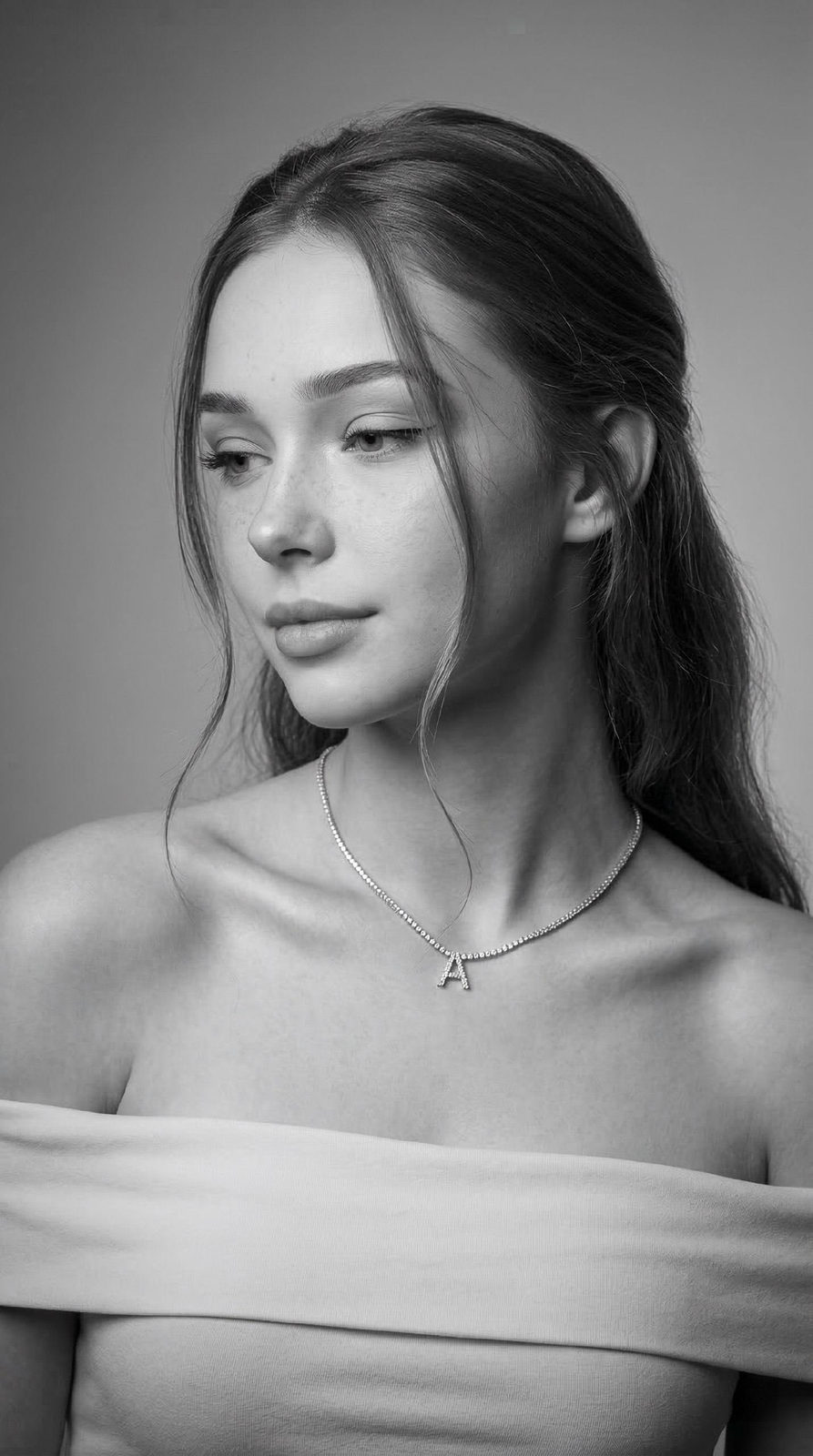 Realistic Bw Fashion Portrait Chest Up