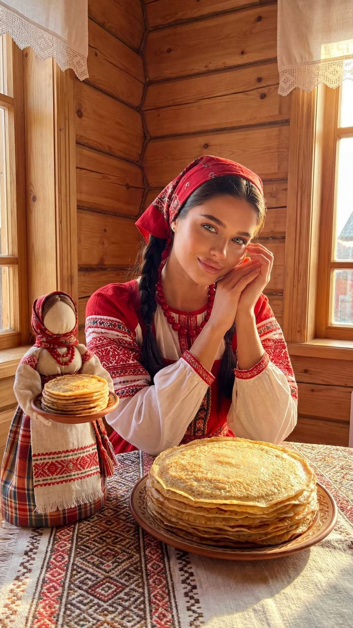 Realistic Rustic Table Pancakes Doll Portrait