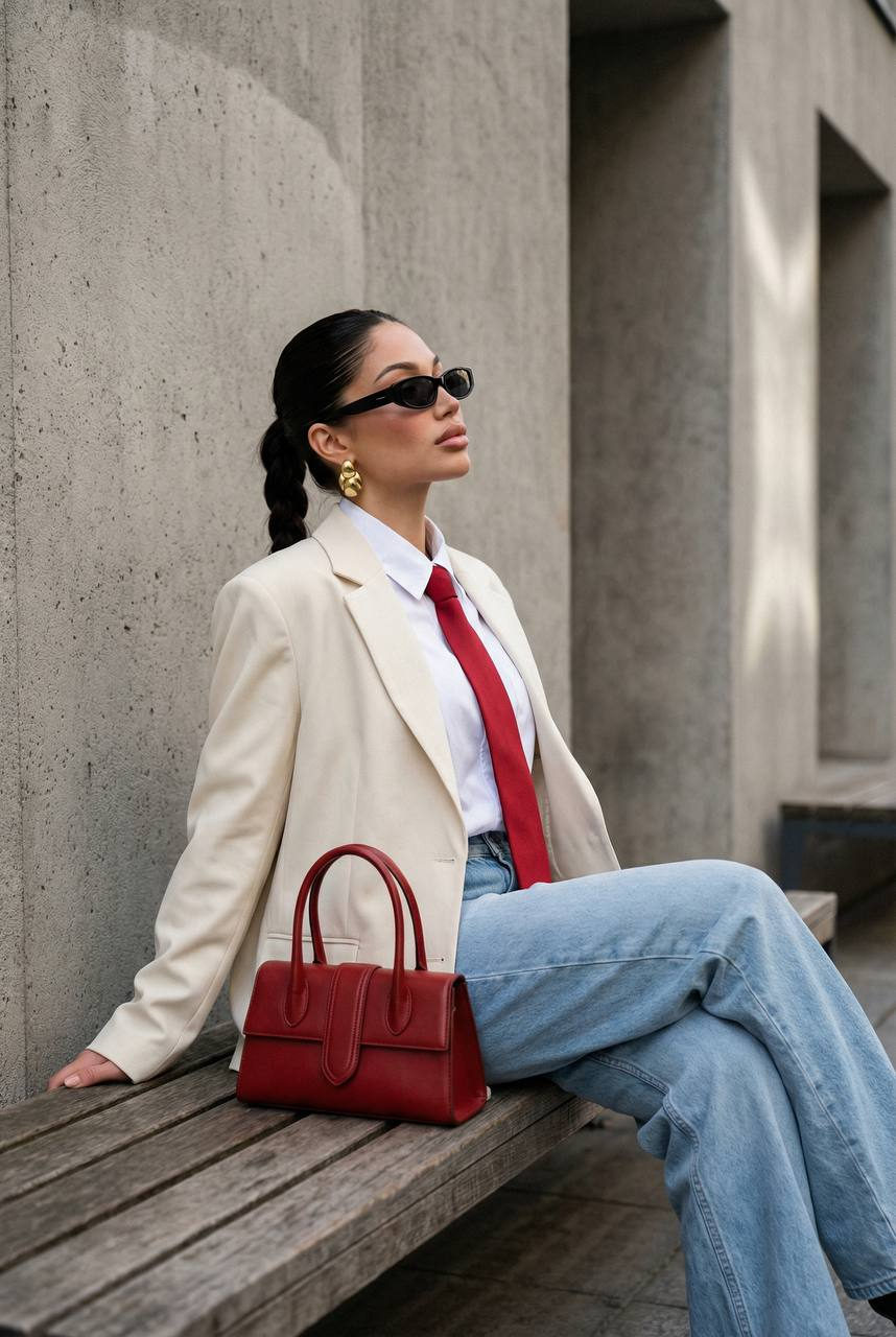 Woman Bench Urban Fashion Realistic