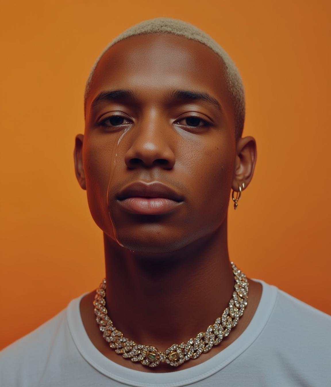 Young Black Short Bleached Blonde Buzz Cut reference photo