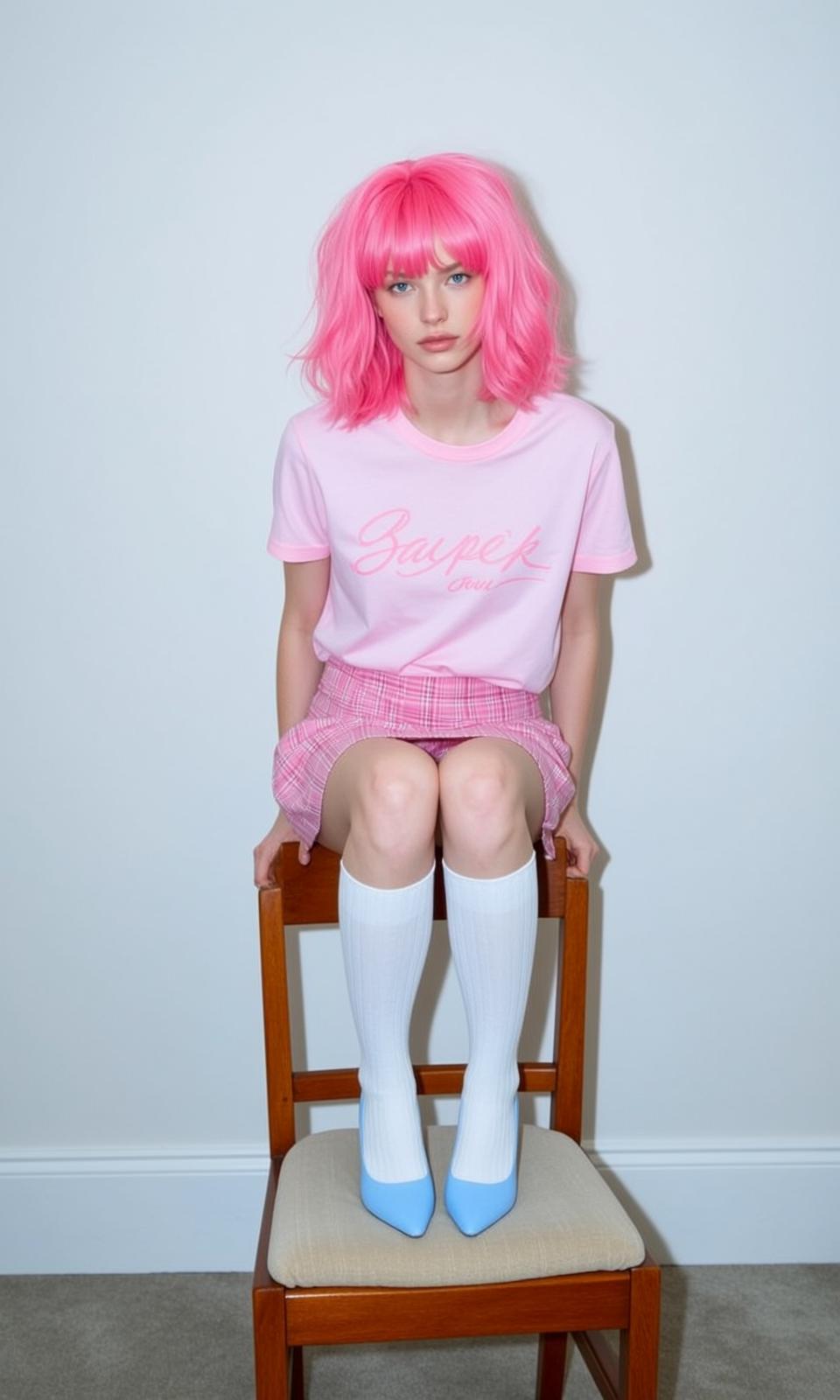Y2k Young Bright Pink Wavy Bob Bangs reference photo