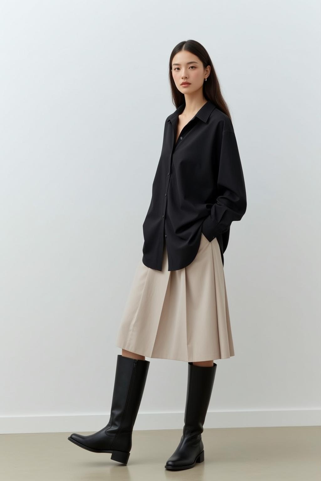 Casual Young Long Dark Straight Fair Oversized reference photo