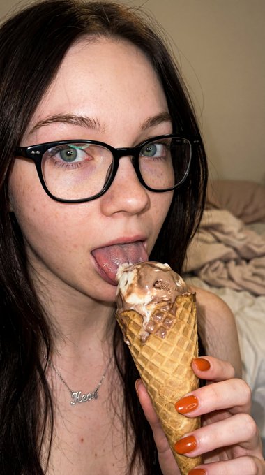 Close Up Ice Cream Lick Macro Details Indoor Glow
