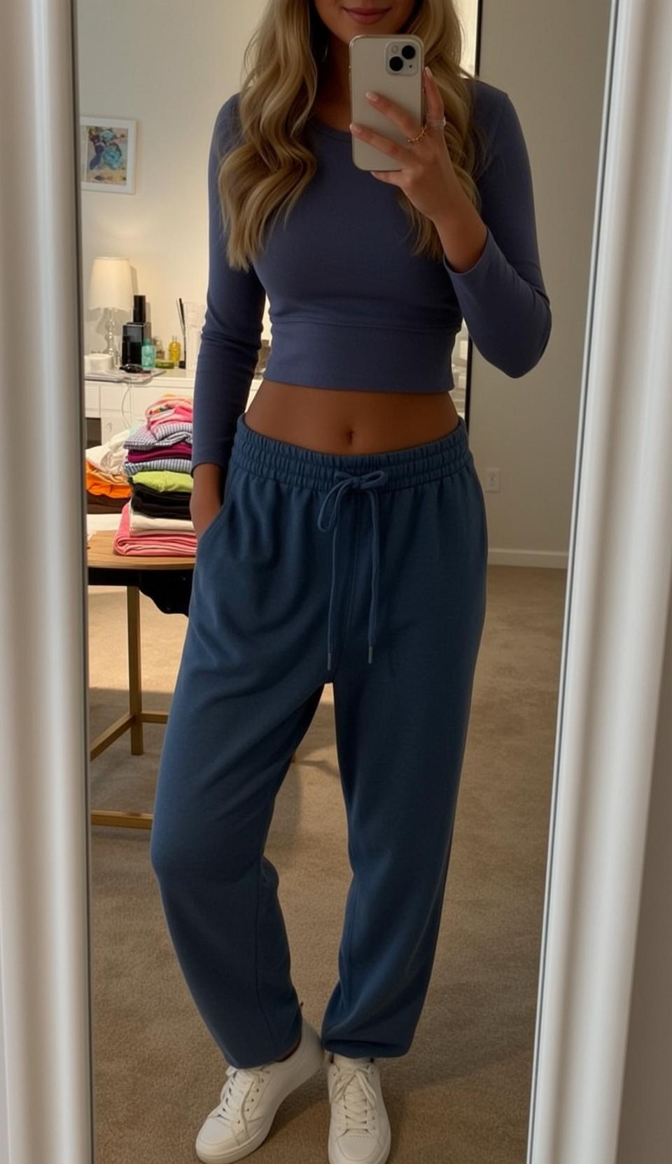 Standing In Bedroom Holding Smartphone reference photo