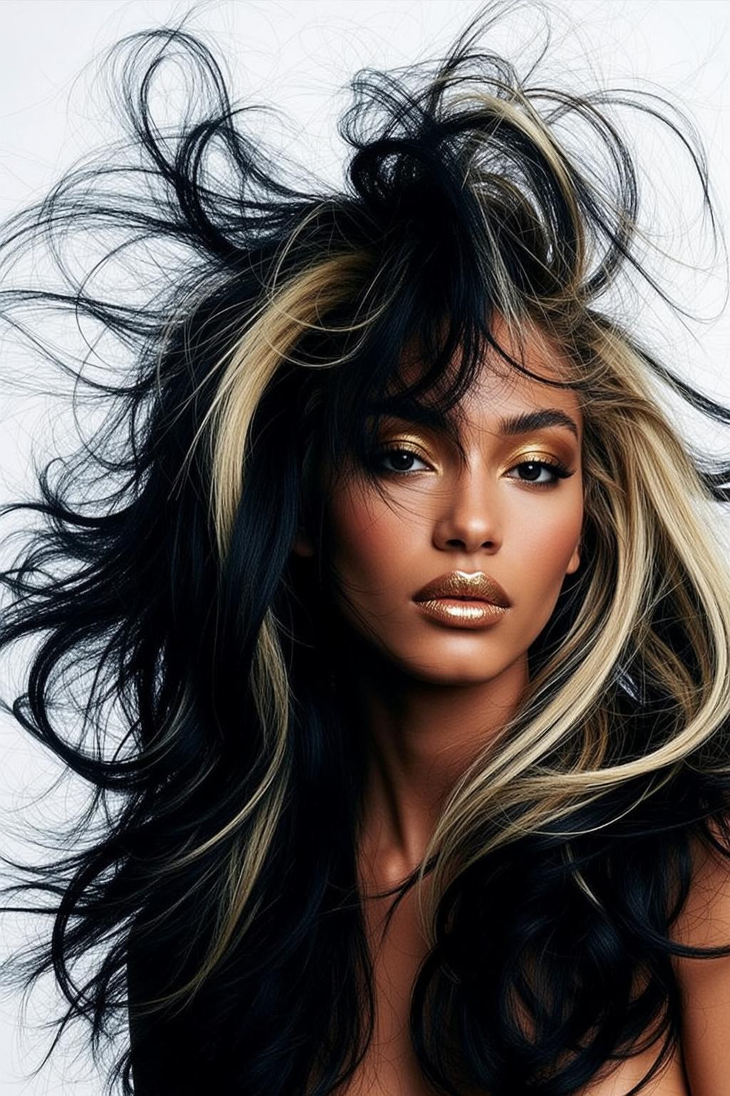 Windblown Hair Studio Closeup reference photo