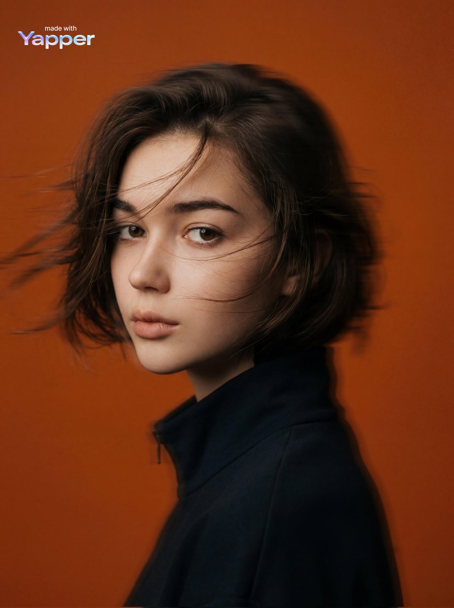 Mysterious Woman Side Profile Dark Coat Orange Studio
