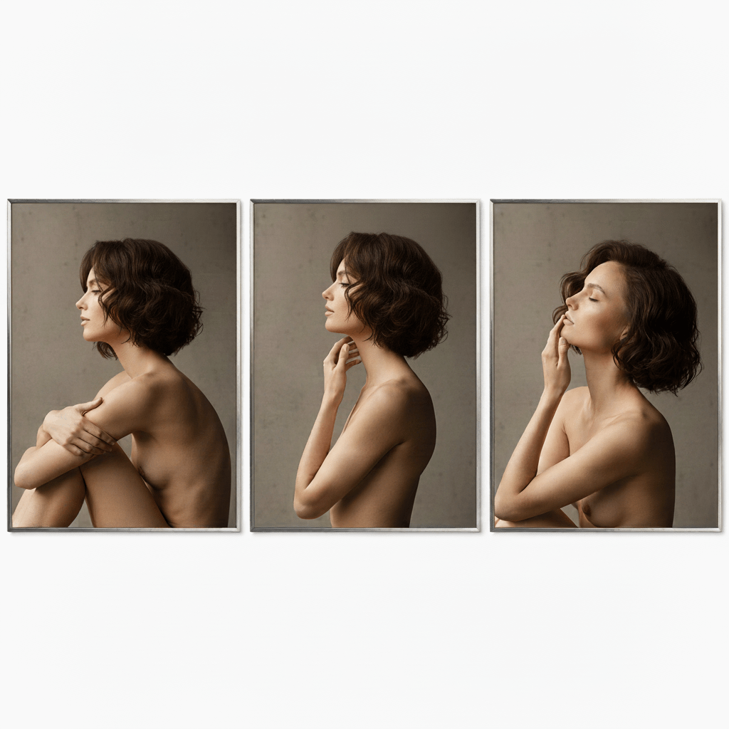 Silver Framed Studio Portraits Short Wavy Hair