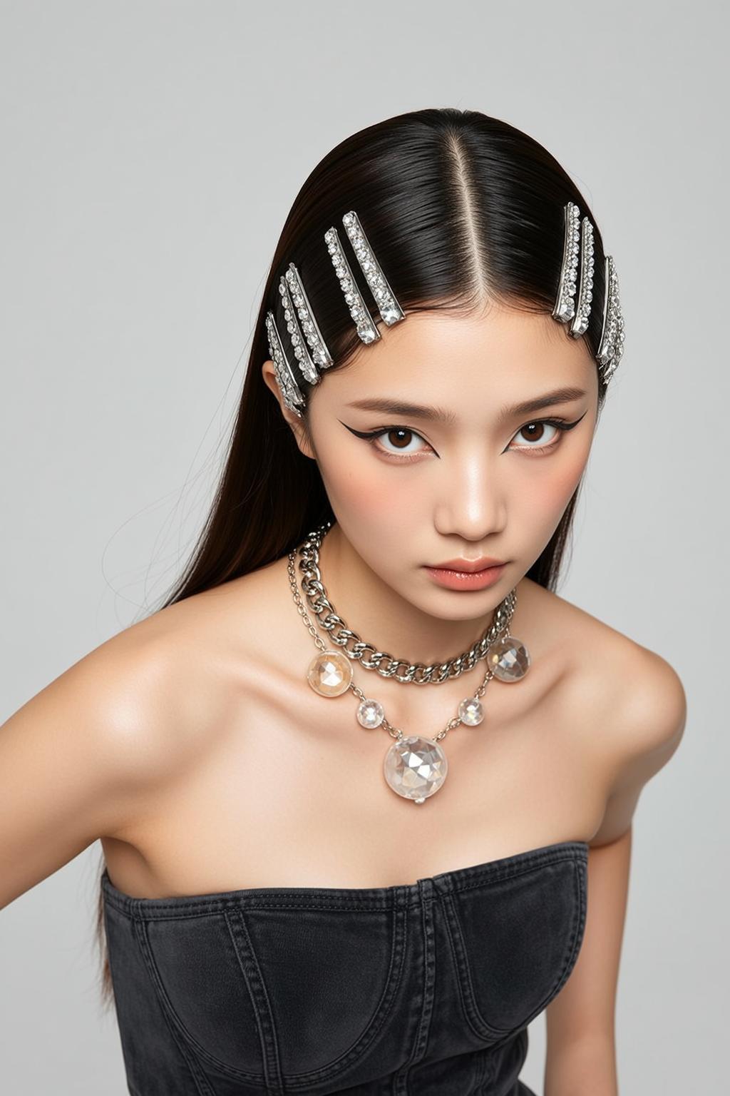 Black Corset Crystal Necklace Portrait reference photo