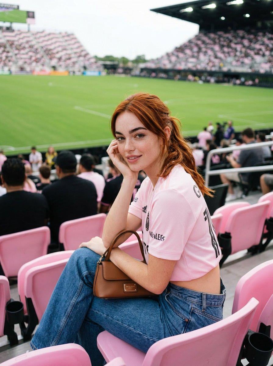 Pink Stadium Seats Casual Sporty Outfit Handbag