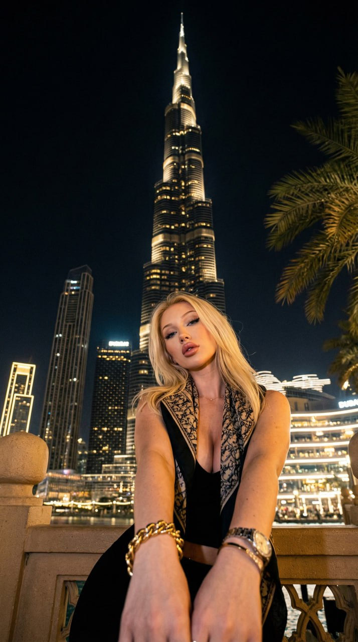Burj Khalifa Night Portrait Photorealistic