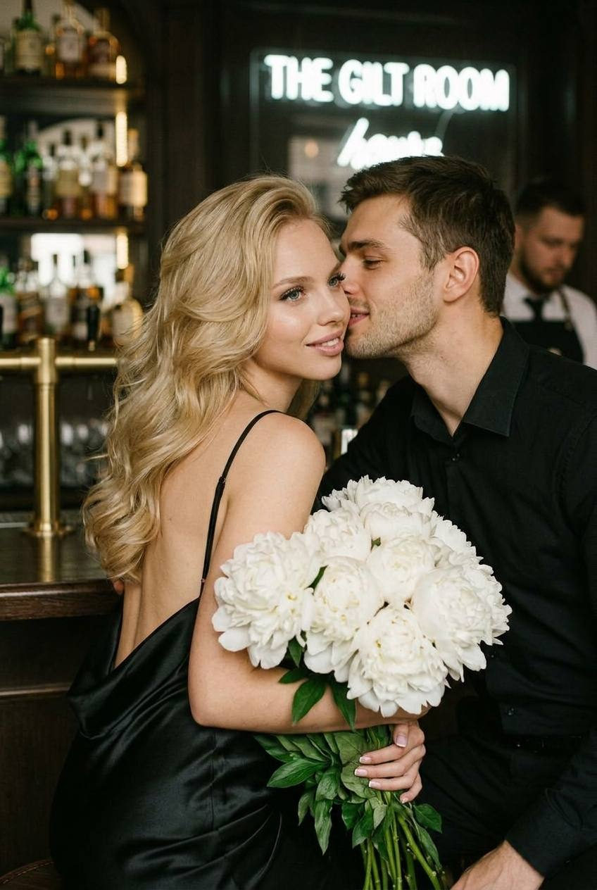 Vintage Bar Couple Peony Kiss Soft Focus