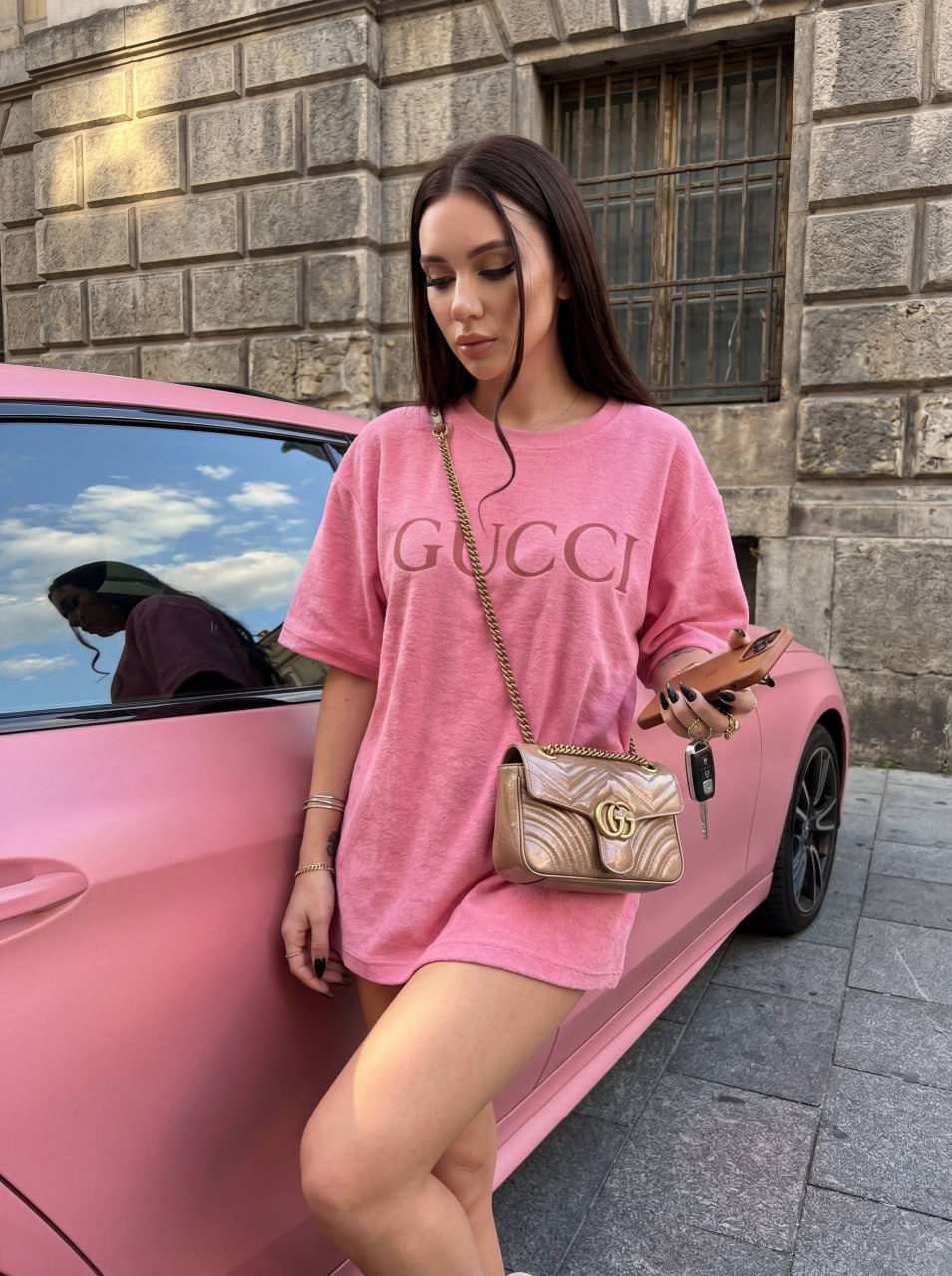 Woman Car Urban Elegance Photorealistic