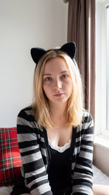 Cat Ears Striped Cardigan Window Light