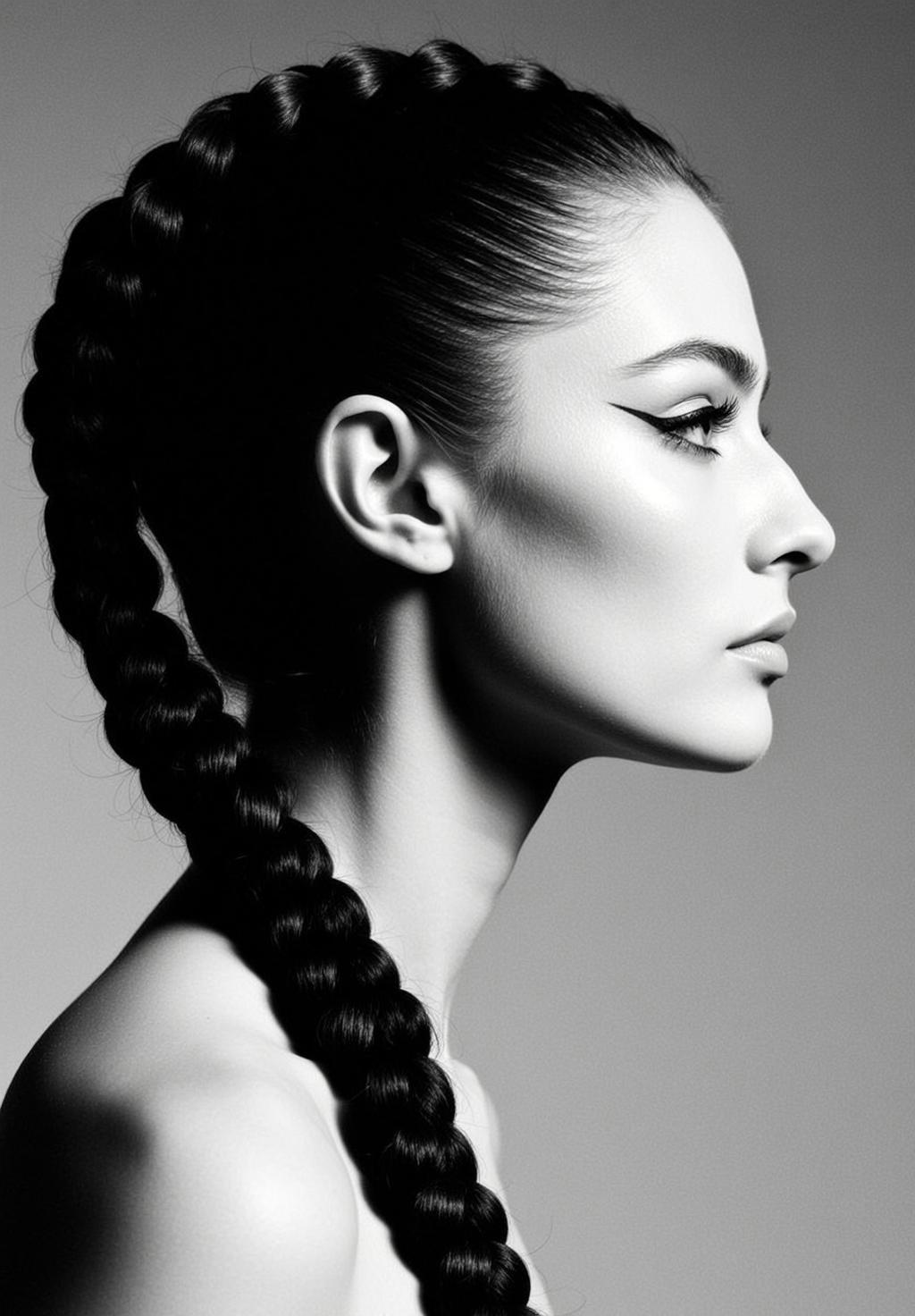 Profile Portrait Young Woman With Flawless Smooth Skin Captured Medium reference photo