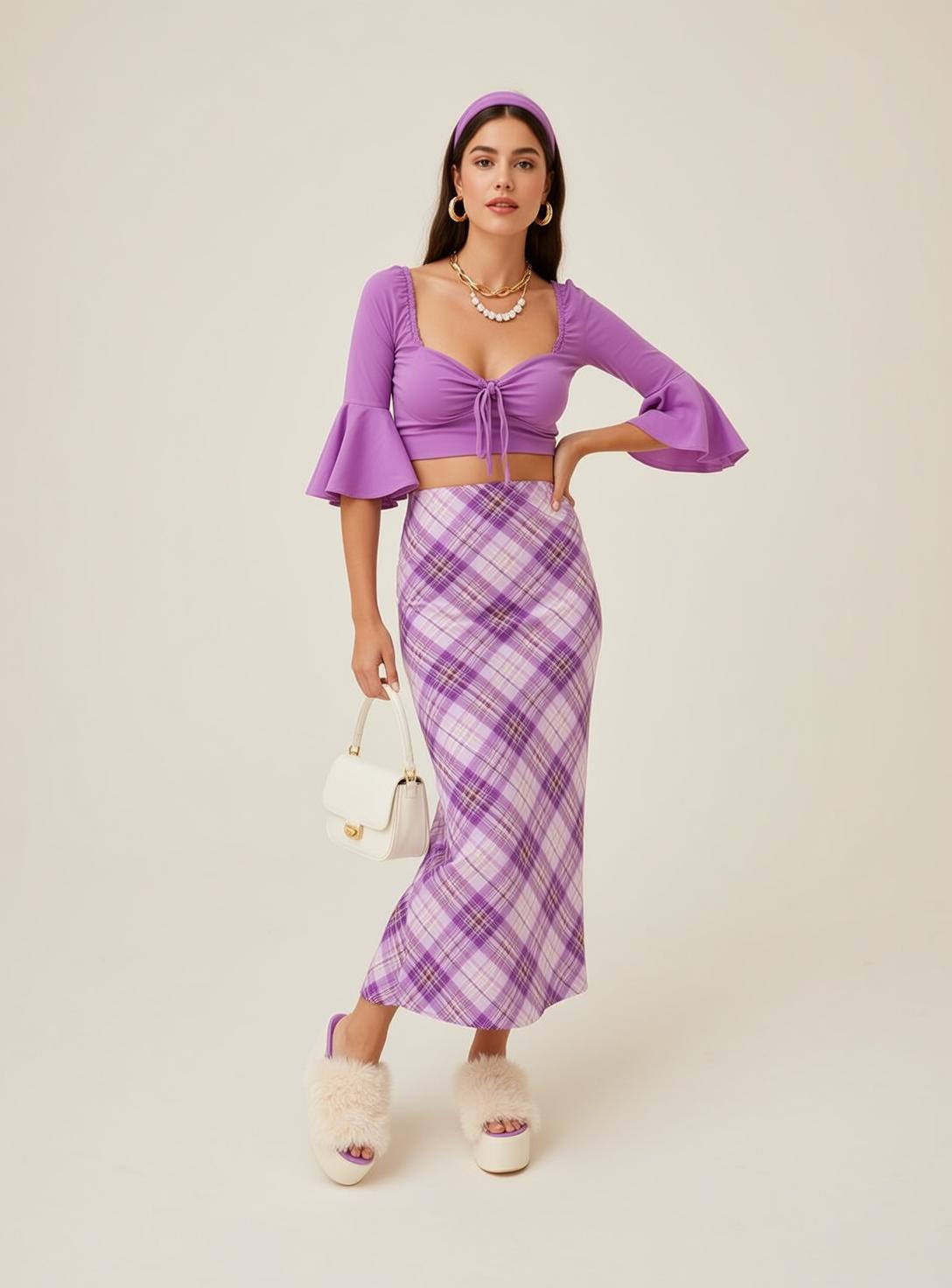 Purple Plaid Skirt Cottage Look reference photo