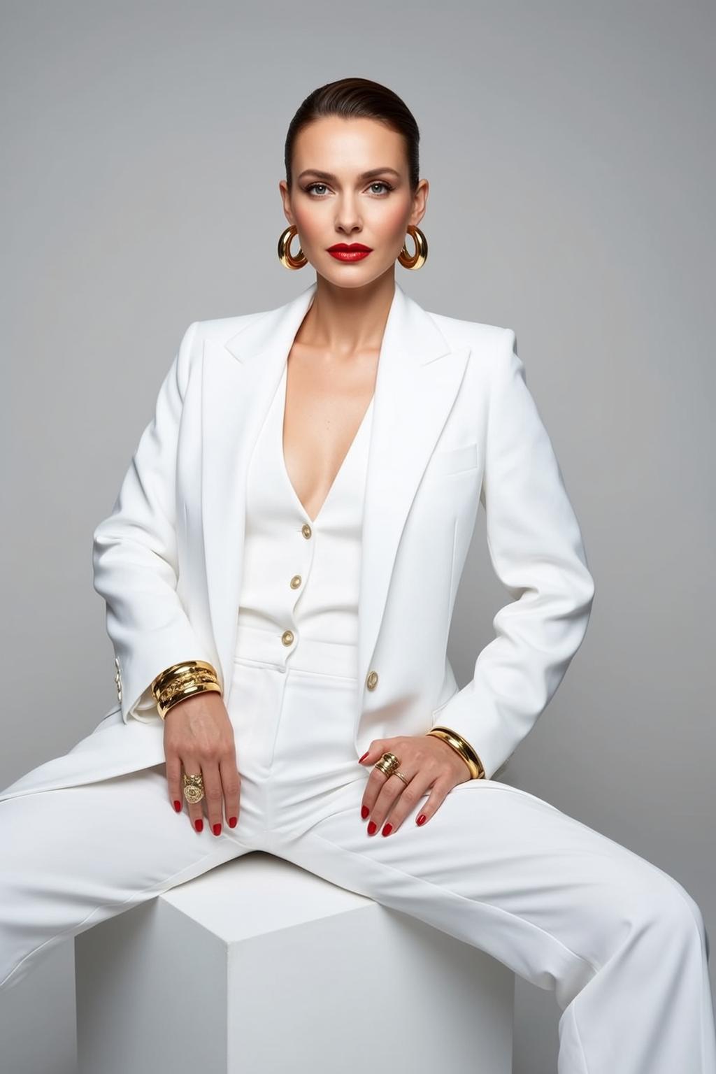 Luxury Pulled Back Bun Fair White Vest reference photo