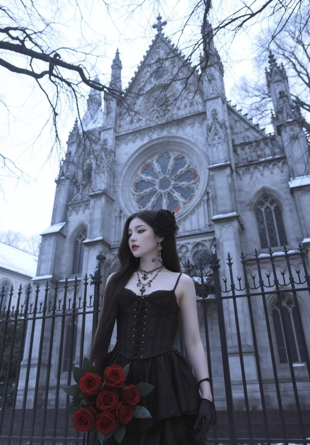 Red Roses Gothic Cathedral reference photo