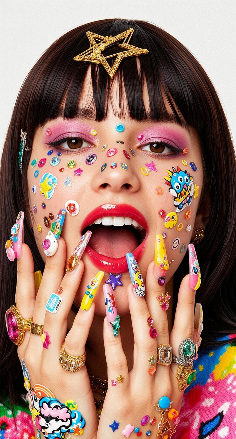 Creative Young Dark Brown Bangs Fair Colorful reference photo