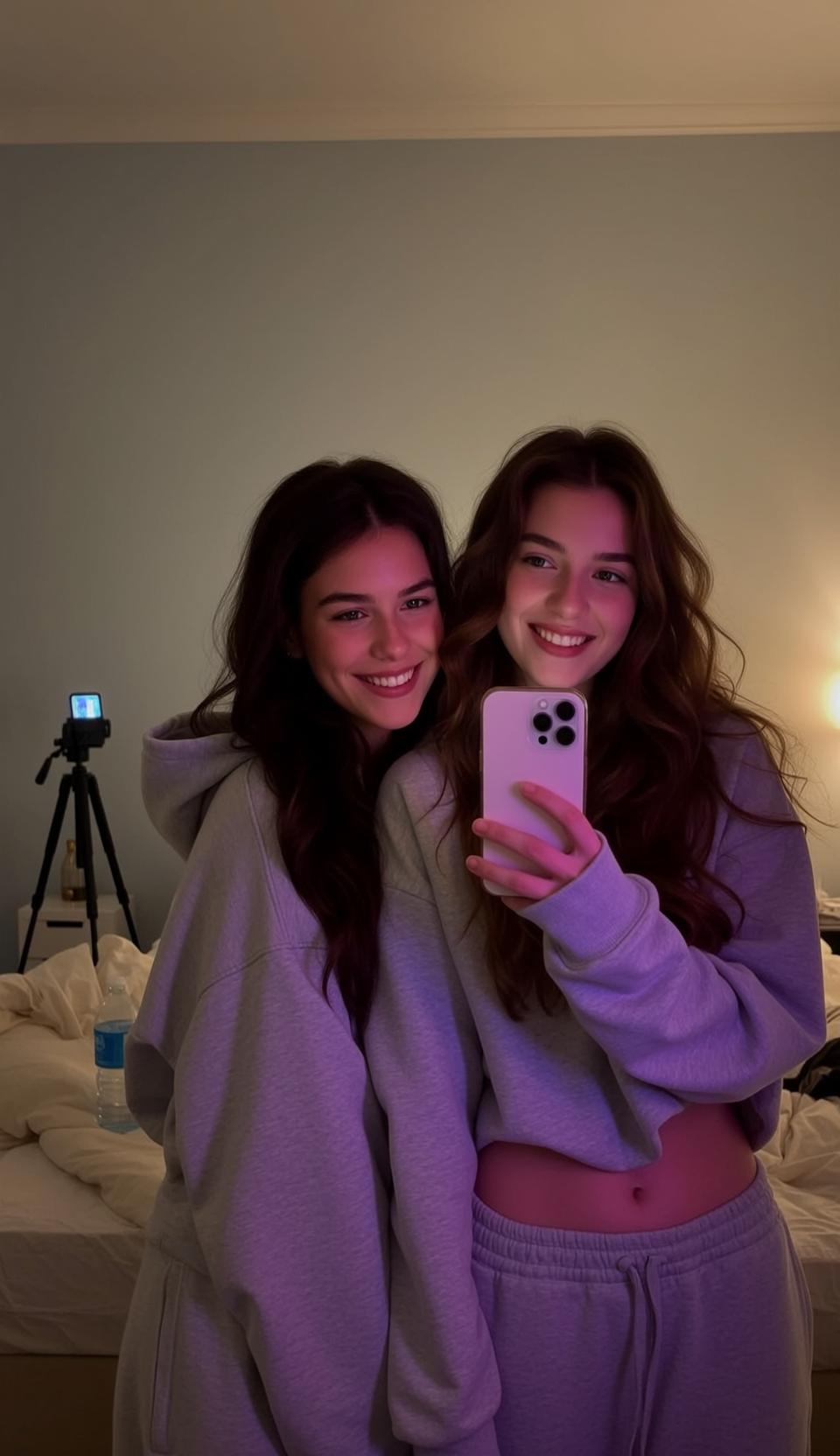 Matching Loungewear Bedroom Selfie reference photo