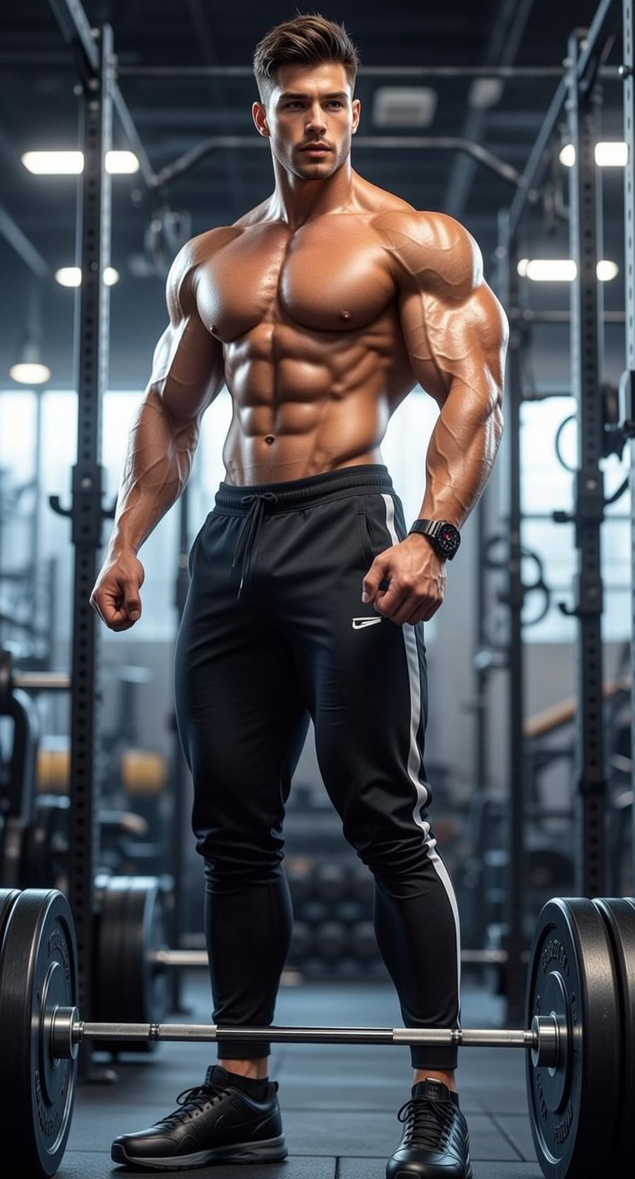 Muscular Brown Short Styled Tanned Oily Black reference photo