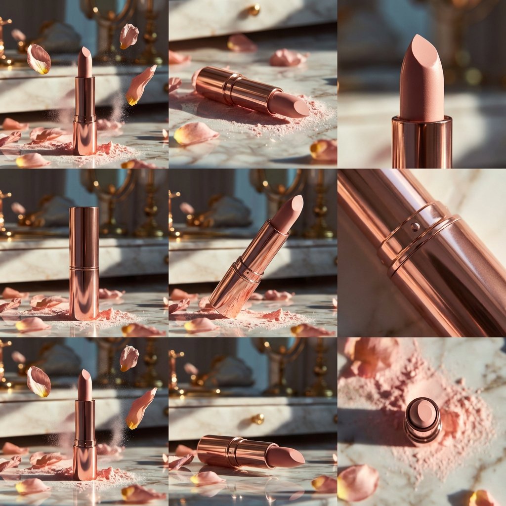 Rose Gold Lipstick Marble Petals 3x3