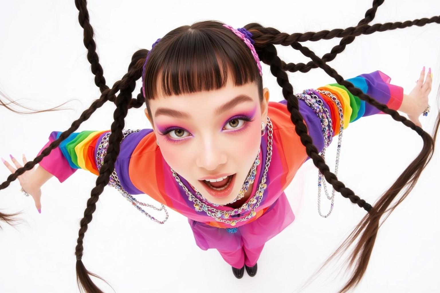 Fisheye Young Long Dark Brown Braided Pigtails